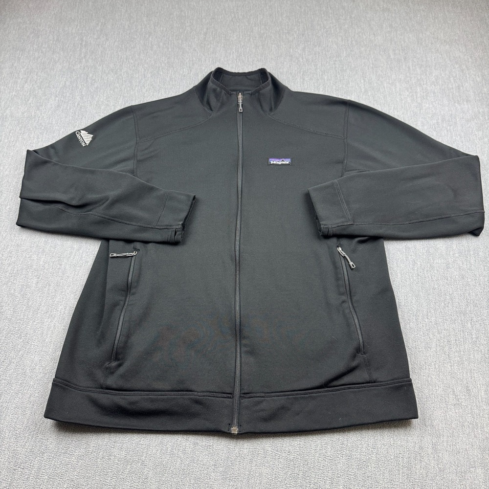 Patagonia Jacket Mens Large Black Crosstrek Full Zip Polartec Fleece Logo 23810